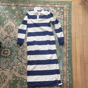 Polo Rugby Dress White & Navy Striped Long-Sleeve Mama!